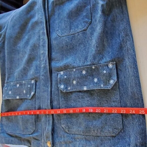 Northern Reflections Lined Denim Jacket Size L Vintage Cotton Embroidered Plaid - Picture 7 of 10